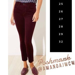 LOFT HW Corduroy Skinny Pants- NWT